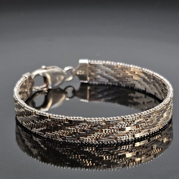 Bel Oro Richline 925 STERLING SILVER 7" Weaved BRACELET 22 Grams Woven Design - Picture 2 of 15